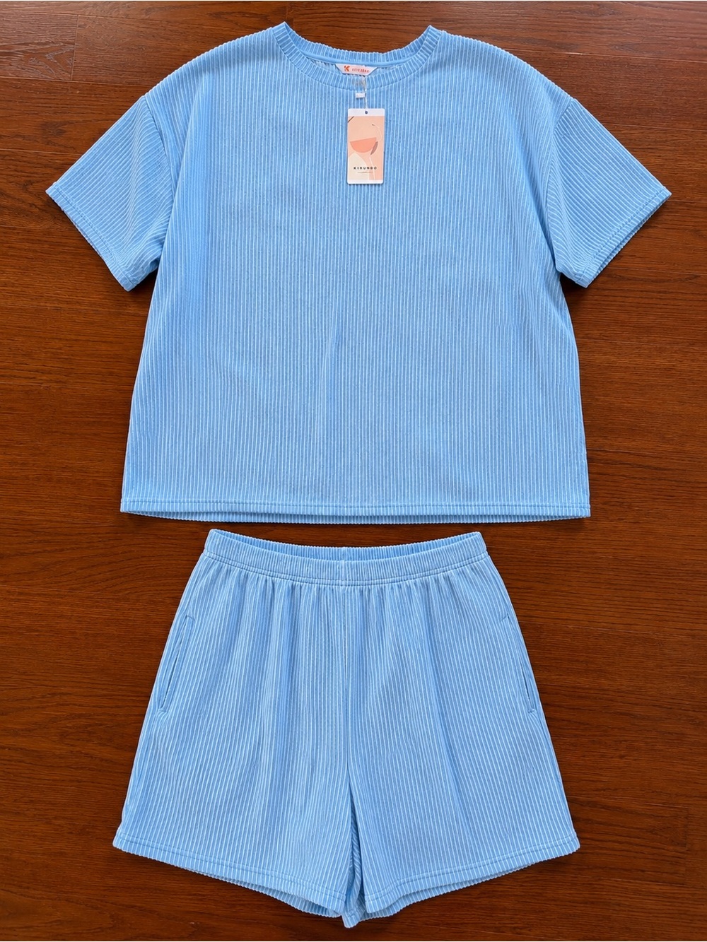 Light Blue Ribbed Lounge Set Sz L